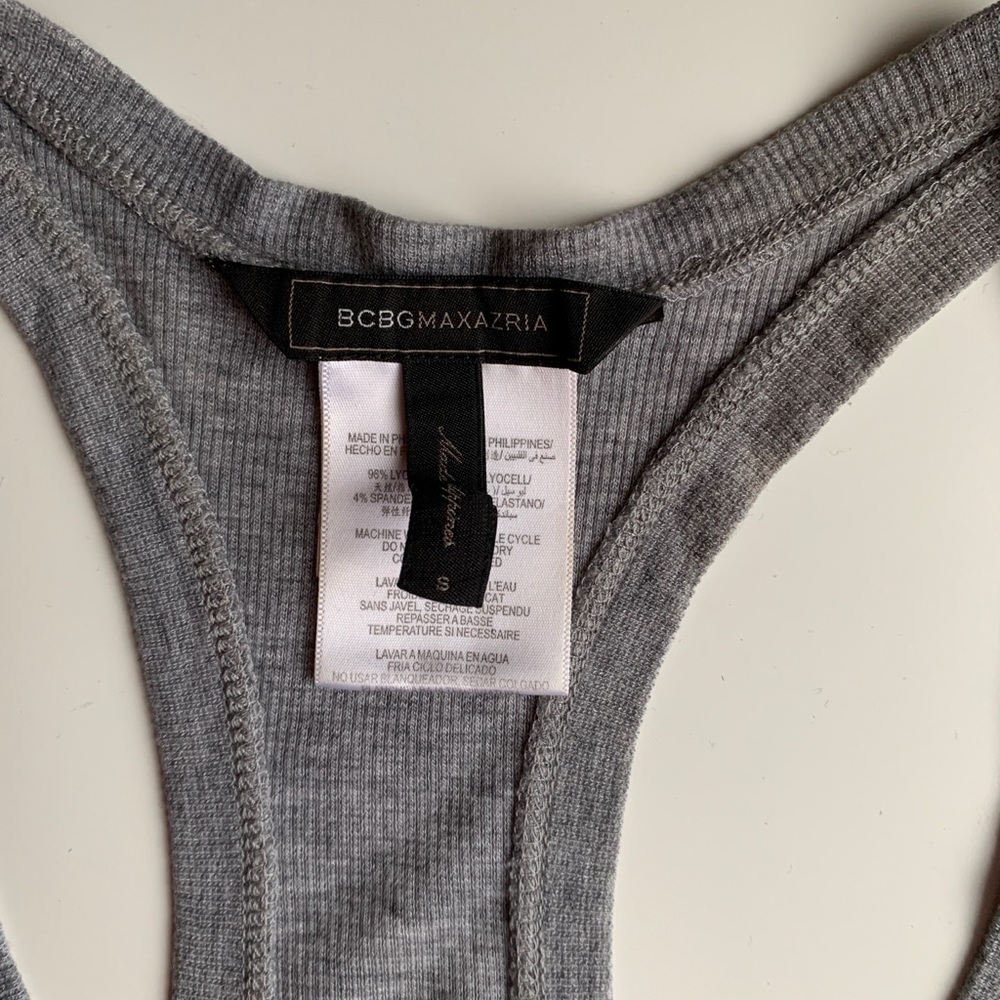 BCBGMaxAzria Gray Ribbed Racerback Tank Top - Picture 4 of 6